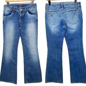 Vintage Y2K Low-rise Bootcut Jeans Women's 7 Whisker Wash Unionbay Stretch